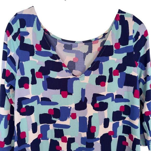 Leota Sheath Dress Sz M Multi Geometric Boat Neck Reversible USA - Picture 3 of 8